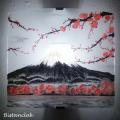 Applique murale japonisante mont fuji et fleur de cerisier realisée sur mesure