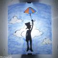 Applique murale Zébulon s'envole en parapluie version bleue