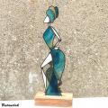 Décoration vitrail tiffany danseuse en robe bleue