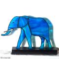 Décoration originale vitrail éléphant bleu