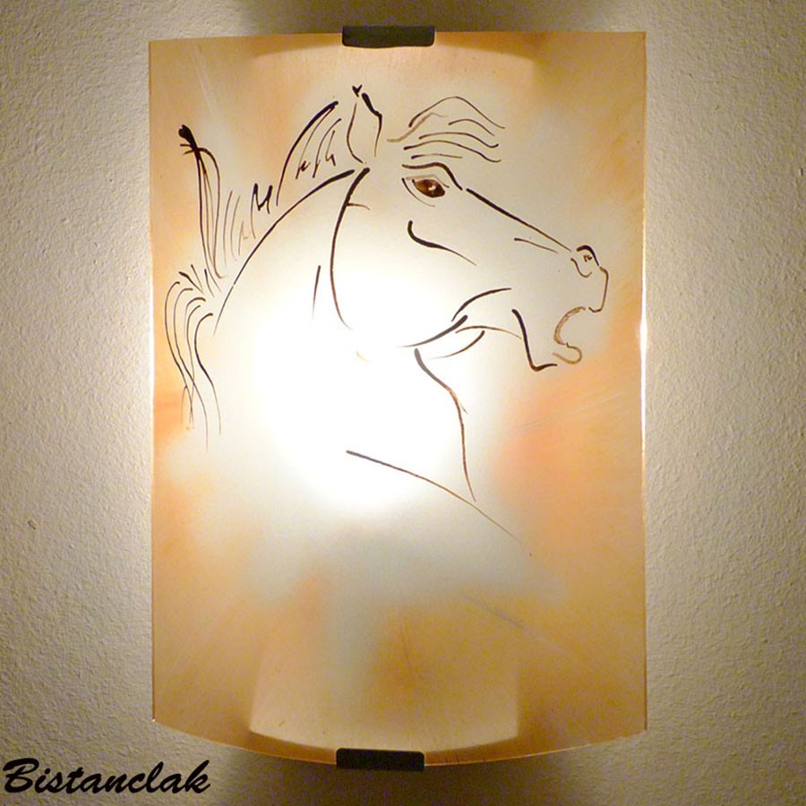 Lampe murale tête de cheval version orange