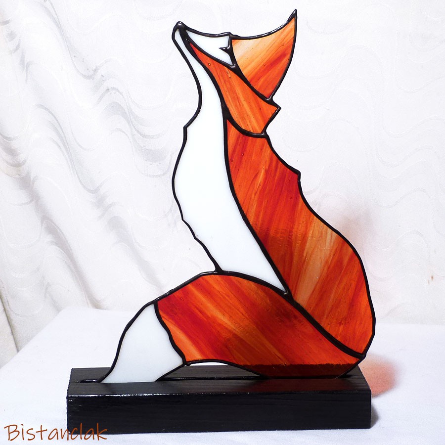 Figurine en vitrail tiffany renard roux et blanc