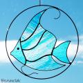 Suspension vitrail poisson bleu