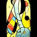 Vitrail motif abstrait et coloré inspiration Miro