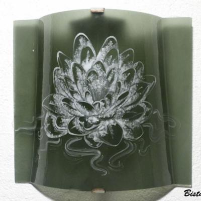 Applique artisanale decorative couleur gris acier motif lotus blanc 4 