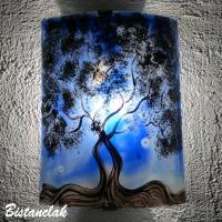 Applique murale bleu motif arbre