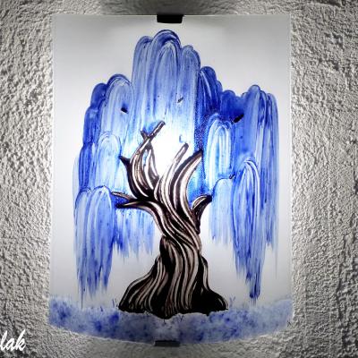 lampe applique motif saule pleureur bleu