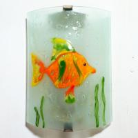 Applique decorative et eclarainte motif poisson orange vert et jaune fabrication artisanale francaise 8