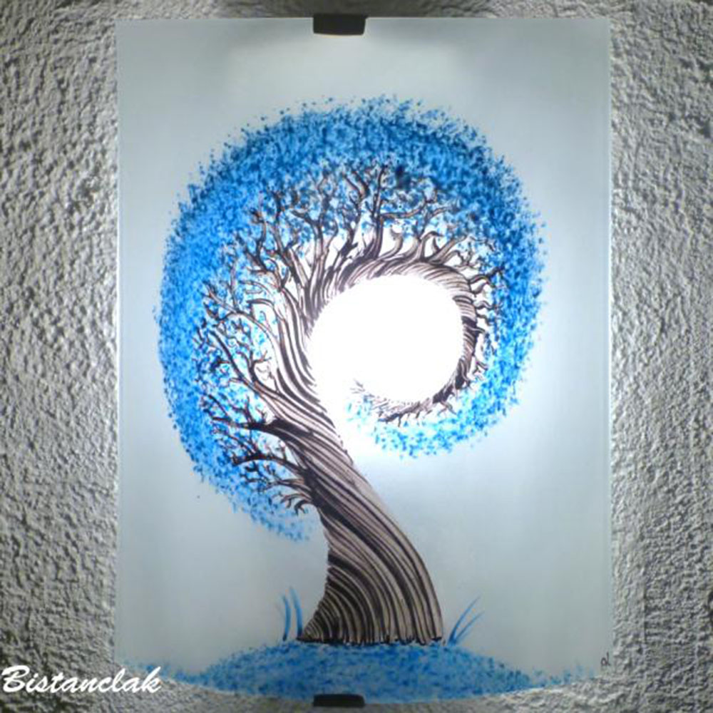 Applique demi cylindre eclairante et decorative motif l arbre spiralement bleu cyan 7 