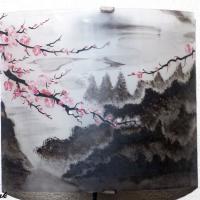 Applique luminaire motif paysage de montagne et fleurs de cerisiers du japon 1