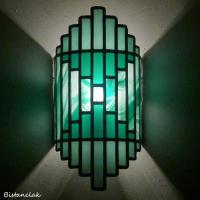 Applique luminaire vitrail vert design art deco