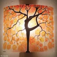 Applique murale artisanale arbre danseuse jaune orange 1