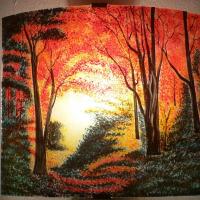 Applique murale artisanale décorée d'une clairière aux couleurs d'automne