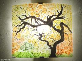 Applique murale coloree arbre de printemps jaune orange et vert pastel