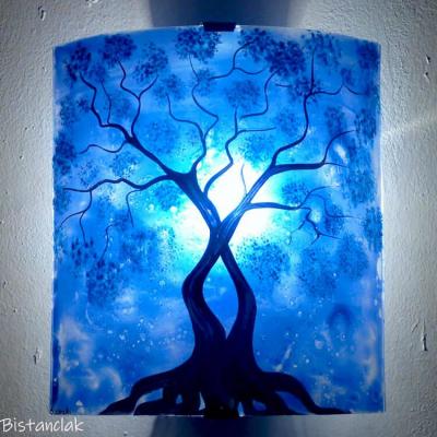 Applique murale coloree bleu motif arbre de jane