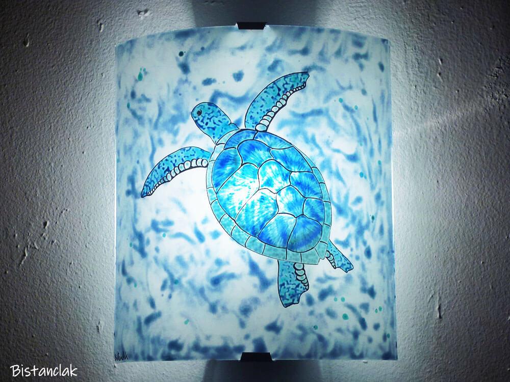 Applique murale coloree bleu tortue de mer