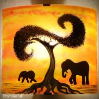 Applique murale coloree jaune orange motif elephants 2