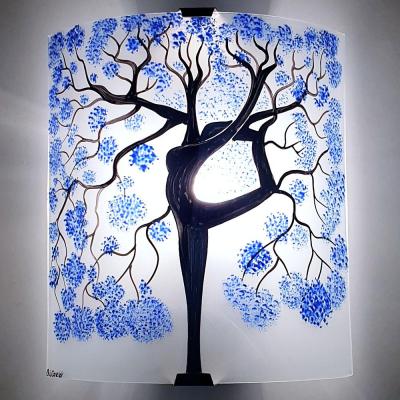 Applique murale decorative eclairante arbre danseuse au feuillage bleu