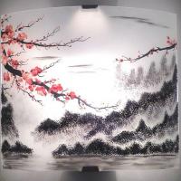 Applique murale décorée d'un paysage du japon fleuri