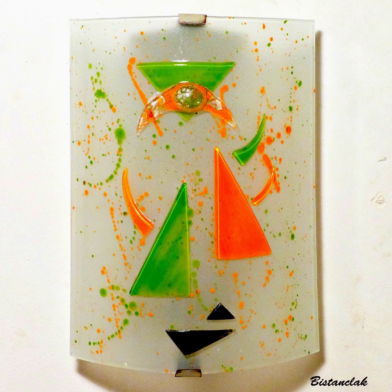 Applique décorative géométrique orange et vert motif triangle