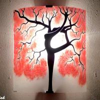 Applique murale en verre rouge et blanc arbre danseuse