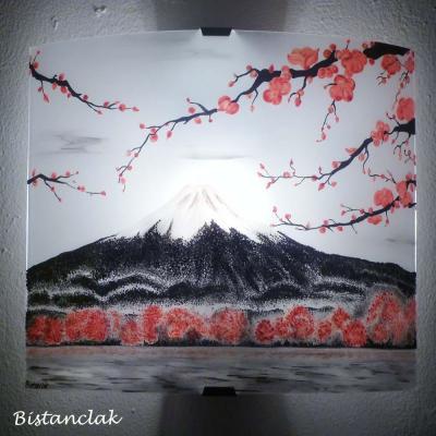 Applique murale japonisante mont fuji et fleur de cerisier