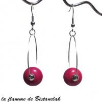 Boucles d oreilles creoles et perles de verre rouge creation bijoux par bistanclak