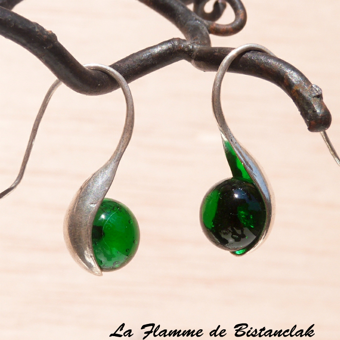 Boucles d oreilles pendantes vert émeraude