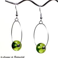 Boucles d oreilles perles de verre file vert pomme vendue en ligne
