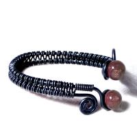 Bracelet artisanal spirales noir perles de verre paillete cuivre 3