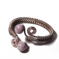 Bracelet tresse a spirales chocolat perles de verre glycine mauve chamarre 1 