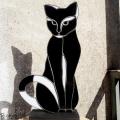 Decoration chat noir et blanc vitrail tiffany