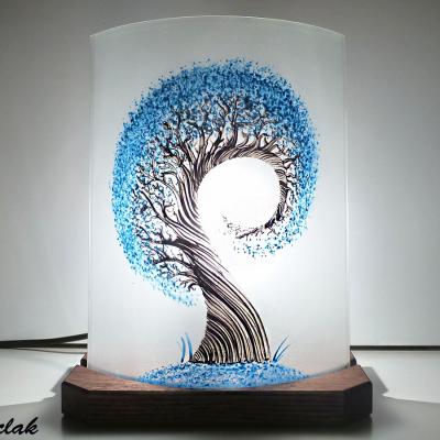 Lampe a poser l arbre spiralement bleu eclaire