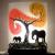 Lampe artisanale elephant et arbre jaune orange rouge