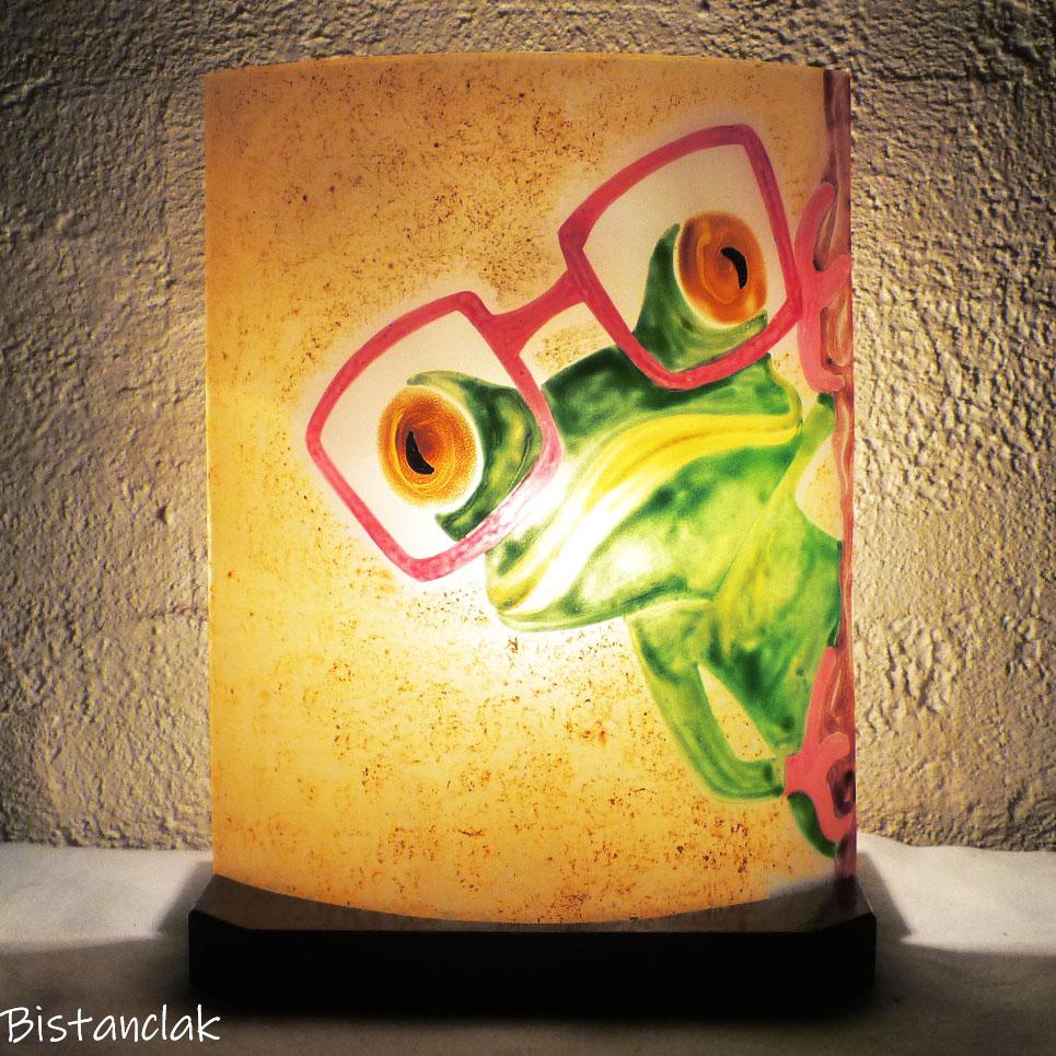 Lampe artisanale fantaisie motif grenouille à lunettes