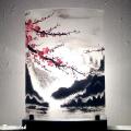 Lampe artisanale motif paysage japonisant fleur de cerisier par bistanclak