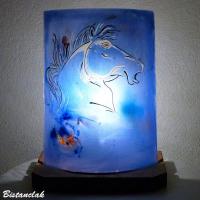 Luminaire décoratif bleu motif cheval