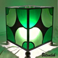 lampe vitrail cube verte