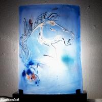 Lampe decorative bleu tete de cheval