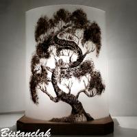 Lampe décorative monochrome motif arbre Bonsaï; création artisanale française