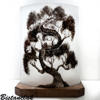 Lampe décorative noire et blanche motif arbre bonsaï