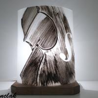 Lampe décorative demi-cylindre noir et blanc motif violon