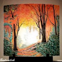 Lampe tableau lumineux motif foret d automne par bistanclak