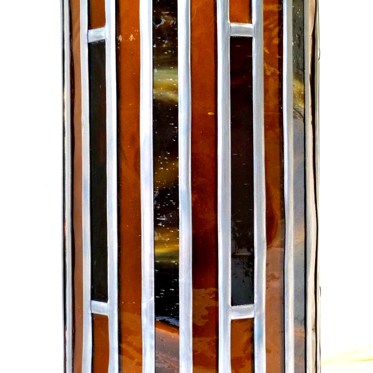 Lampe vitrail cylindrique ambre et rouge6