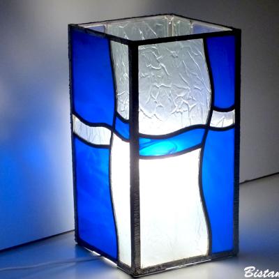 Lampe vitrail vague bleu