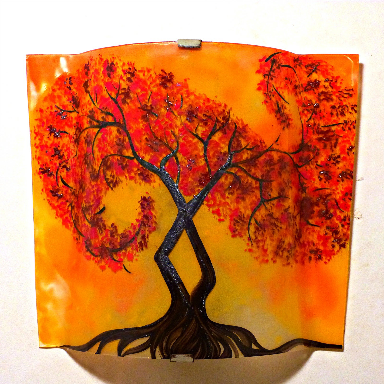 Luminaire applique murale jaune orange motif l arbre a volute rouge couleur personnalisable 4