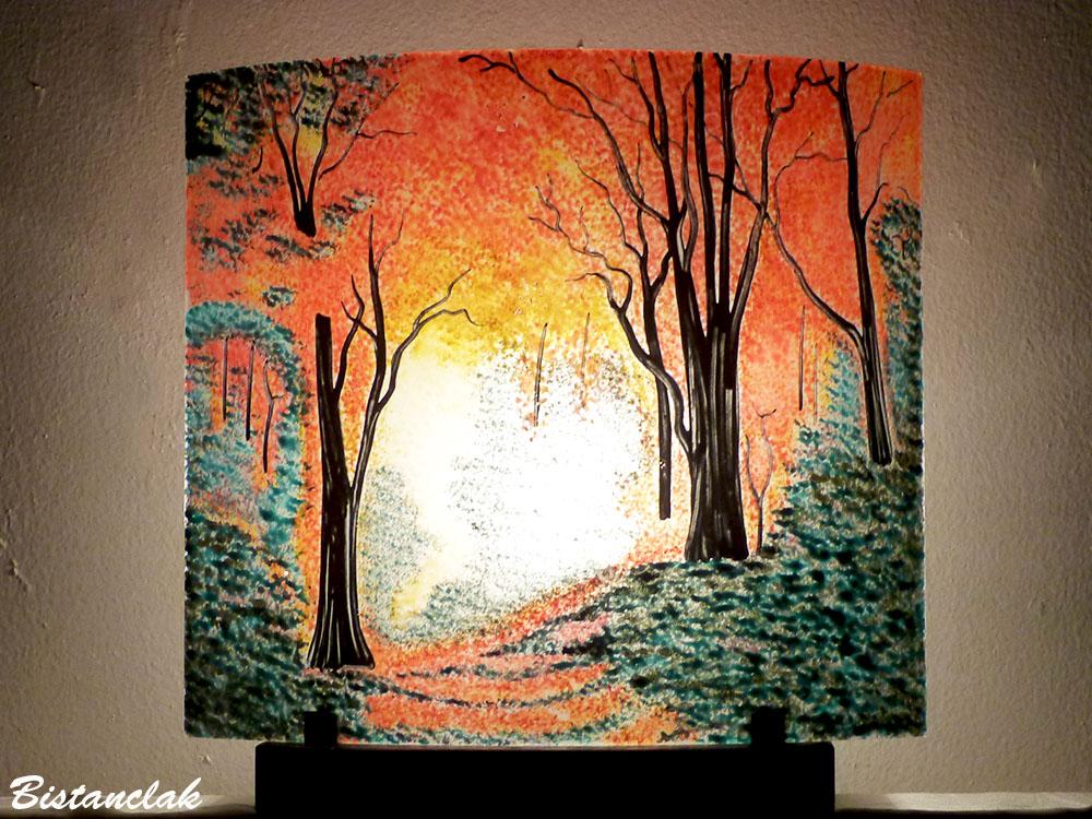 Luminaire artisanal clairiere aux couleurs d automne lumineuse