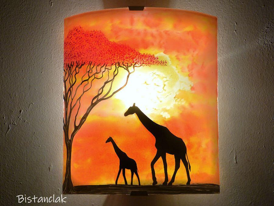 Luminaire mural decoratif ambiance africaine motif girafes