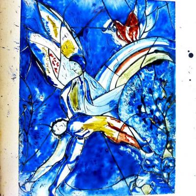 Peinture sur verre Chagall