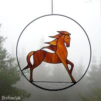 Petit cheval brun vitrail creation artisanale francaise